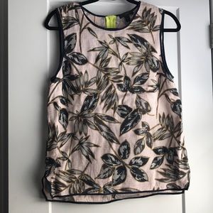 Jcrew island floral tank with neon zipper back